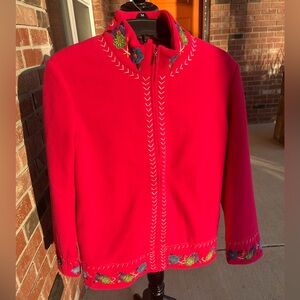 Like new Susan Graver medium ladies fleece embroidered jacket